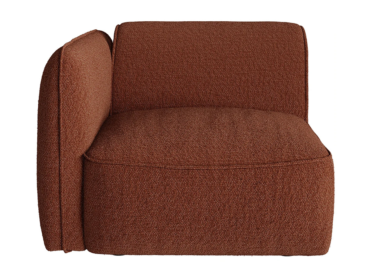 Canapé Japandi modulable 3 places en tissu chenille terracotta 271 cm - Camilio