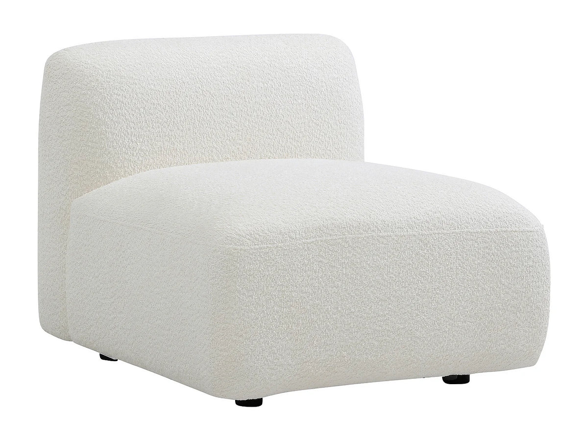 Canapé d'angle Japandi panoramique modulable 5 places en bouclette blanc cassé 386 cm - Danepi