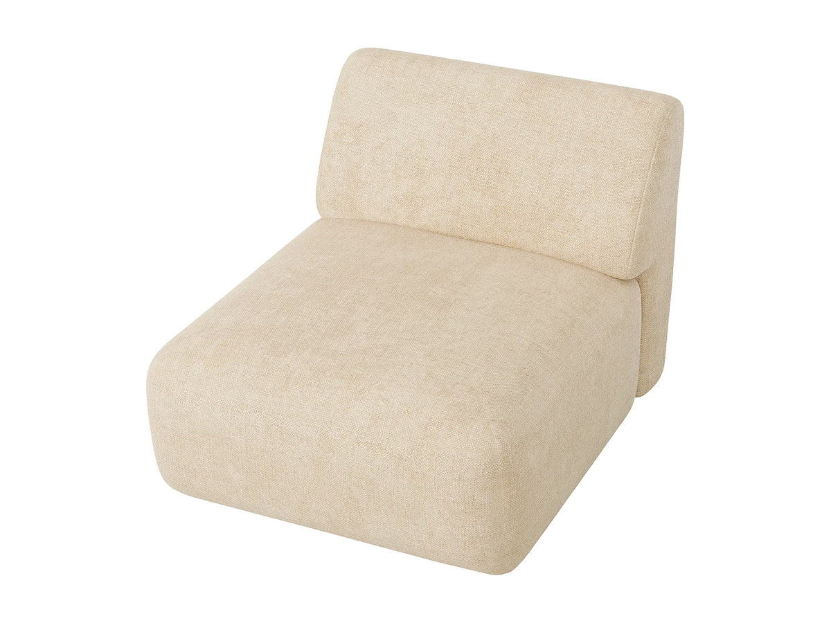 Fauteuil Japandi modulable en tissu beige - Pogni