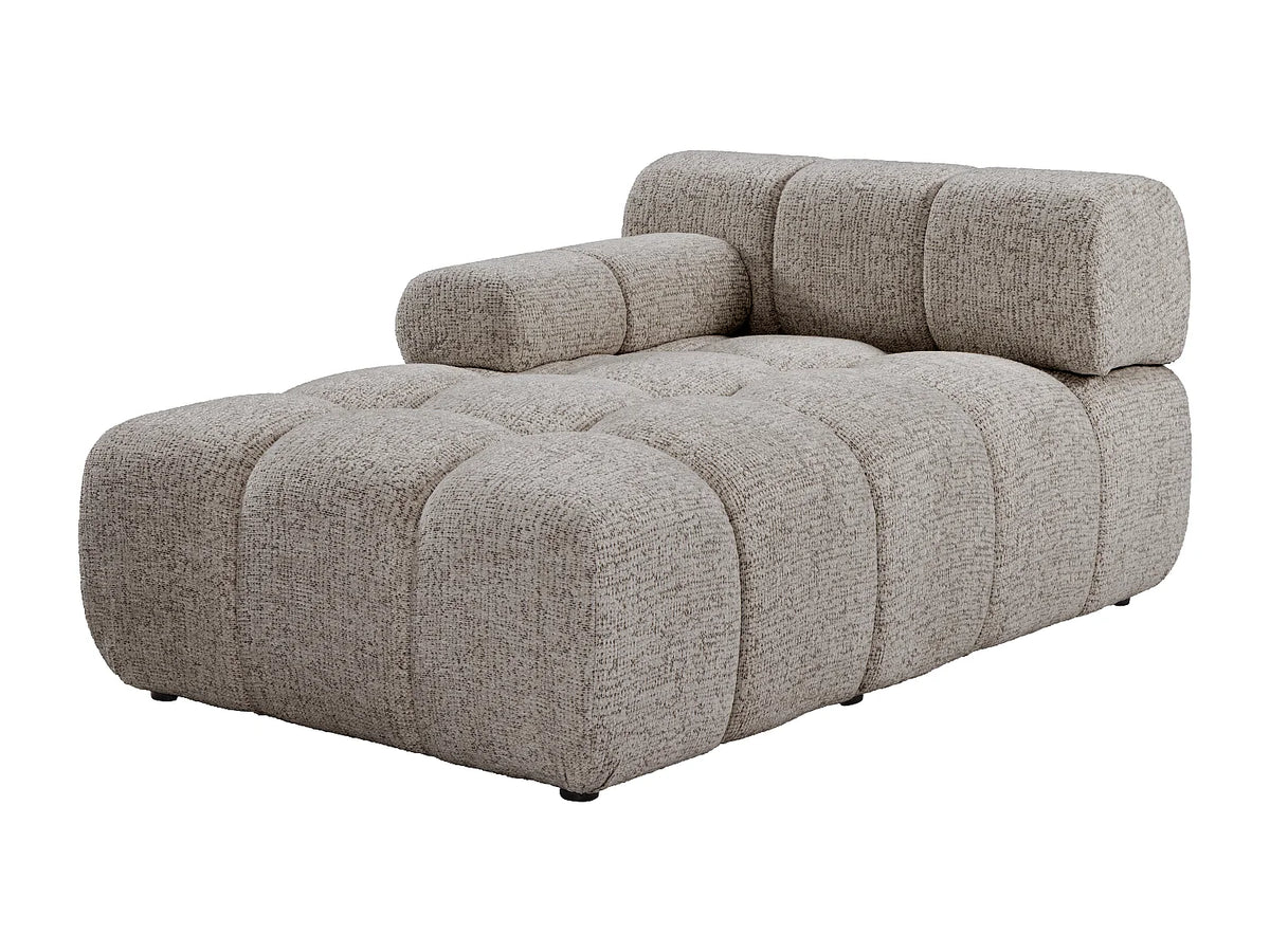 Canapé d'angle Japandi panoramique modulable 7 places en tissu chiné taupe 376 cm - Facivil