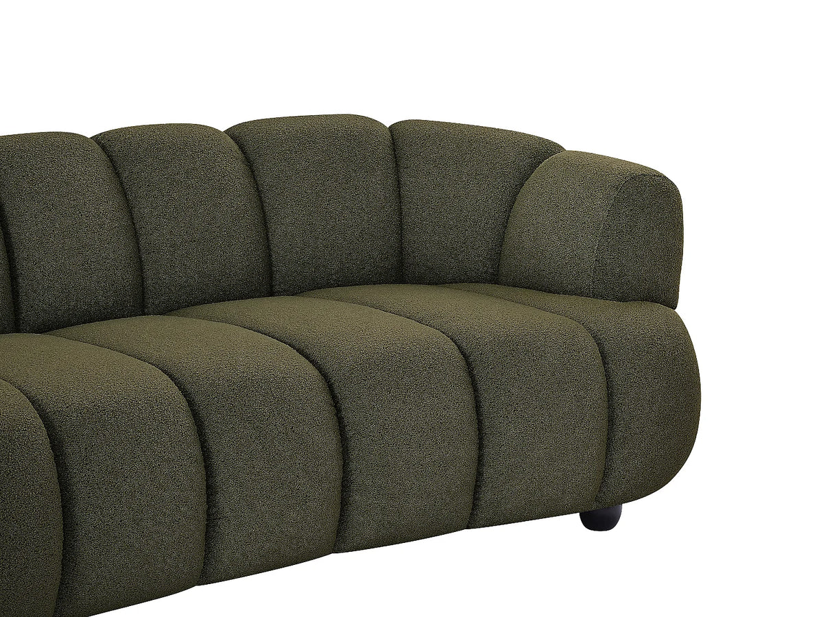 Canapé Japandi 3 places en bouclette vert 227 cm - Coliani