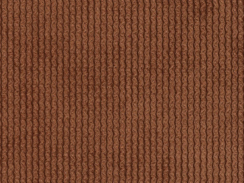 Canapé d'angle Japandi droit ouvert 5 places en velours côtelé fines côtes terracotta 300 cm - Pogni