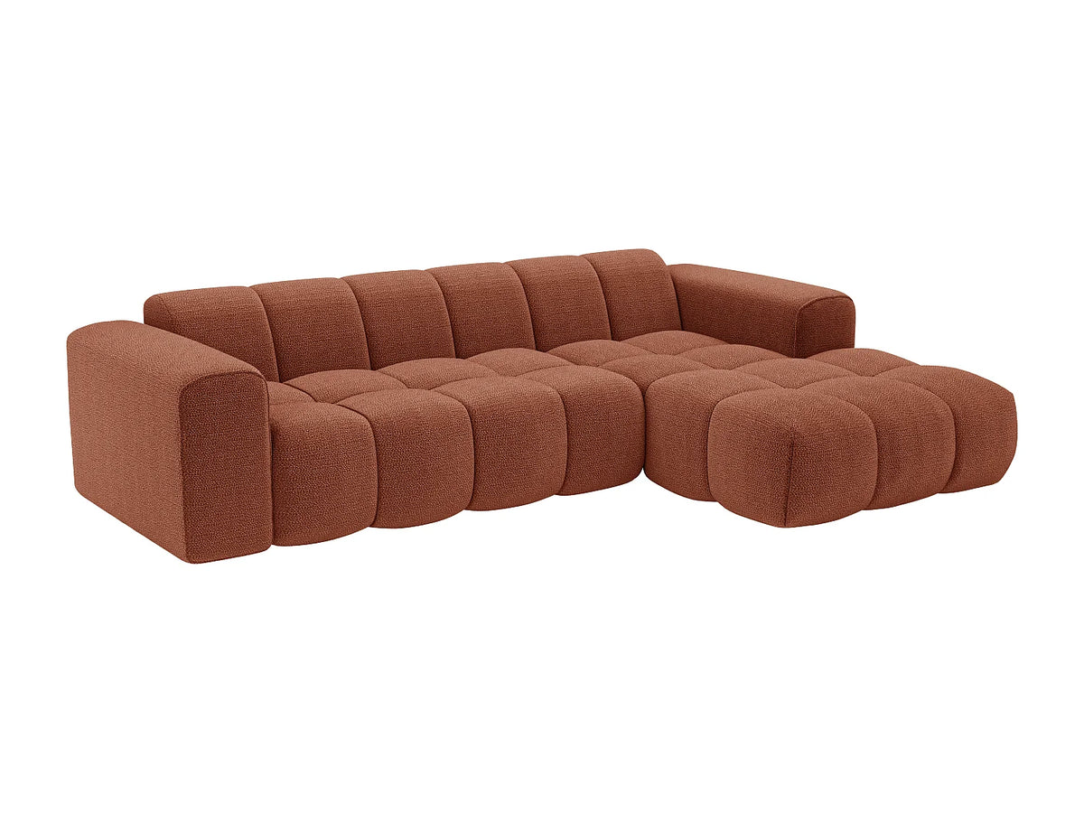 Canapé d'angle Japandi droit 4 places en tissu chenille terracotta 284 cm - Caleso
