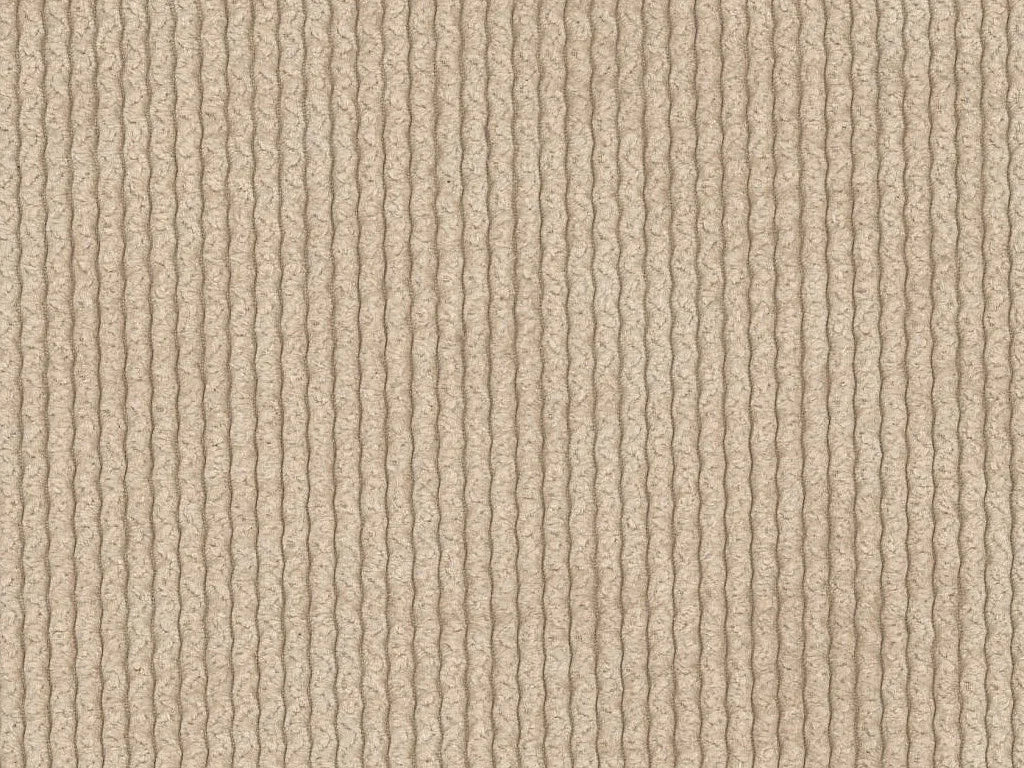 Canapé d'angle Japandi droit ouvert 5 places en velours côtelé fines côtes beige 300 cm - Pogni
