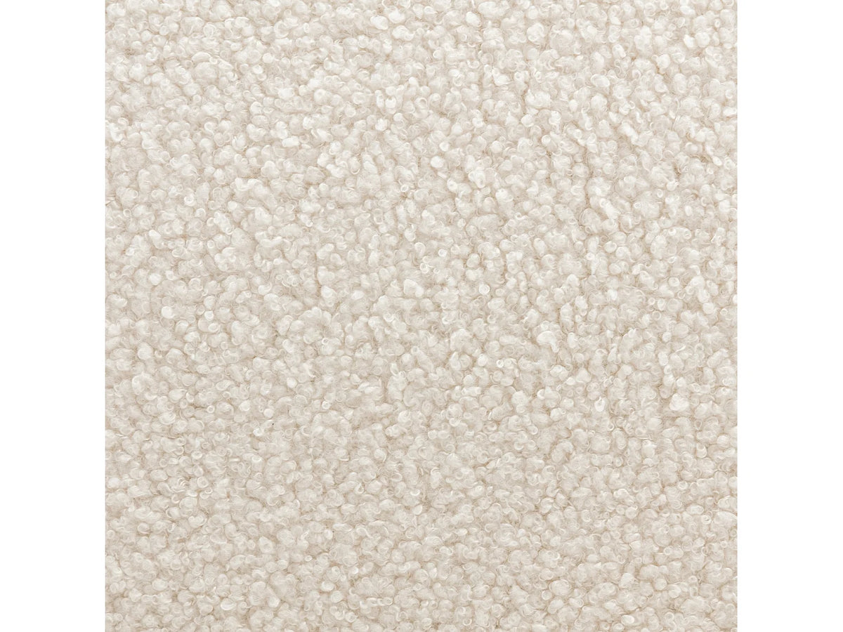 Fauteuil Japandi à dossier arrondi en bois d'hévéa et bouclette crème - Amelie