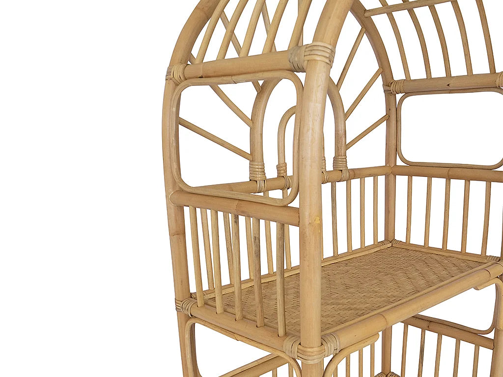 Étagère Japandi 4 tablettes en rotin tressé naturel clair 65 x 180 cm - Irisou