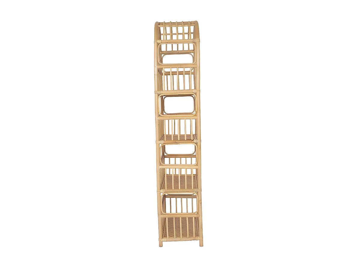 Étagère Japandi 4 tablettes en rotin tressé naturel clair 65 x 180 cm - Irisou