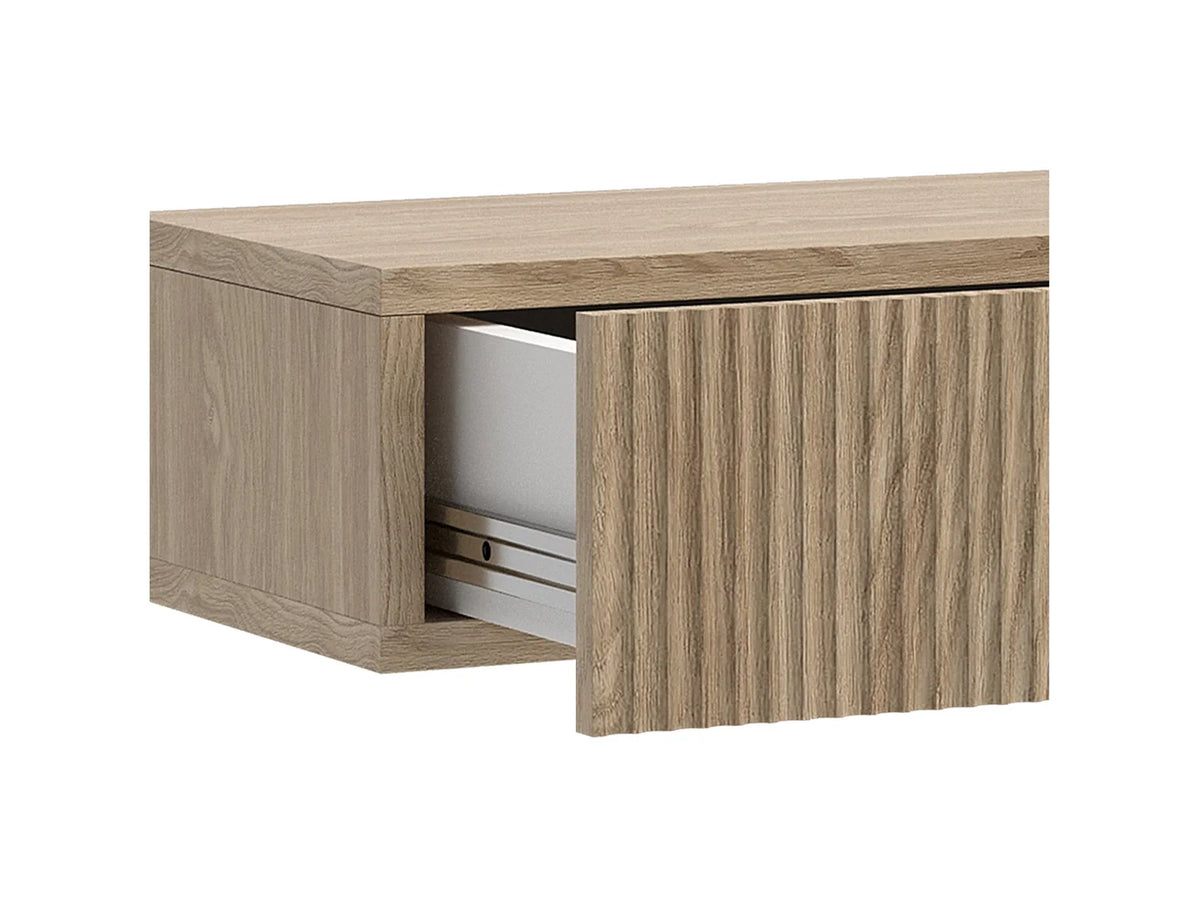 Console Japandi murale 1 tiroir aspect chêne huilé 90 x 17 cm - Nolie