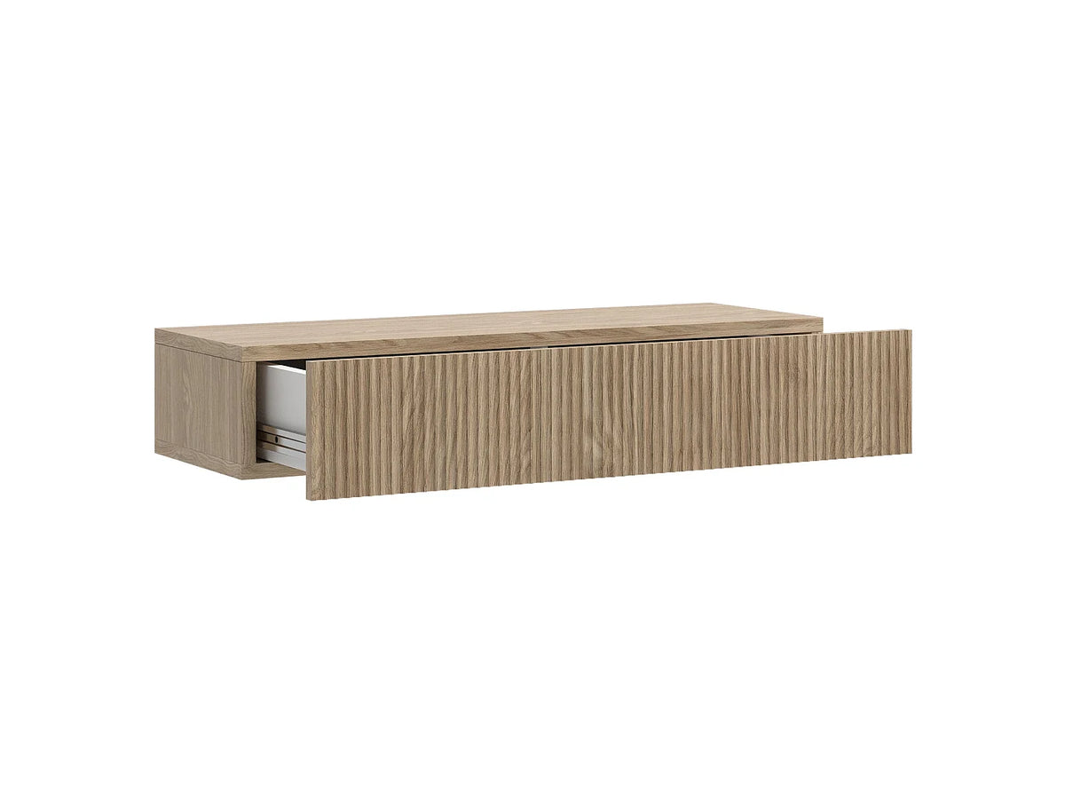 Console Japandi murale 1 tiroir aspect chêne huilé 90 x 17 cm - Nolie