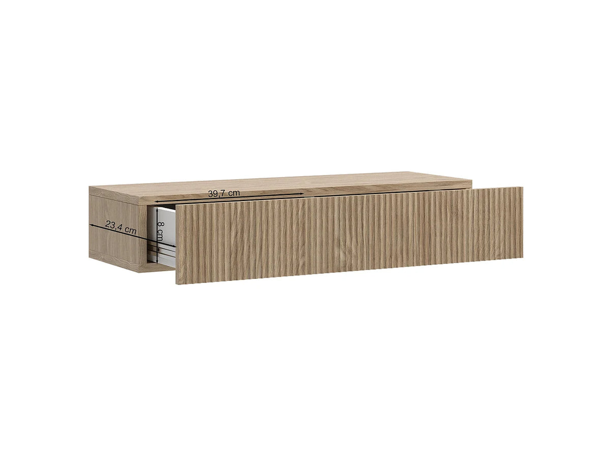 Console Japandi murale 1 tiroir aspect chêne huilé 90 x 17 cm - Nolie