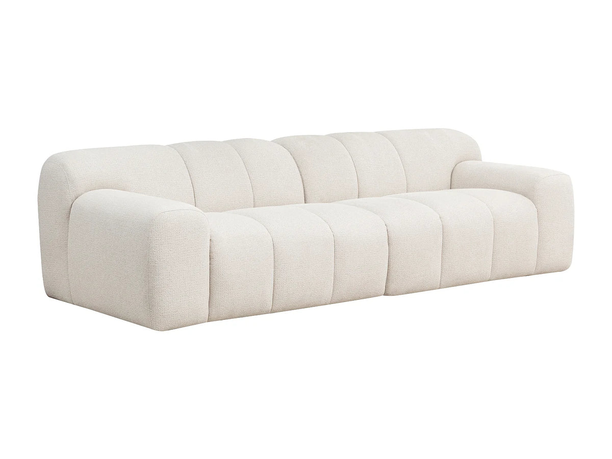Canapé Japandi 4 places en tissu chenille beige 268 cm - Atuju