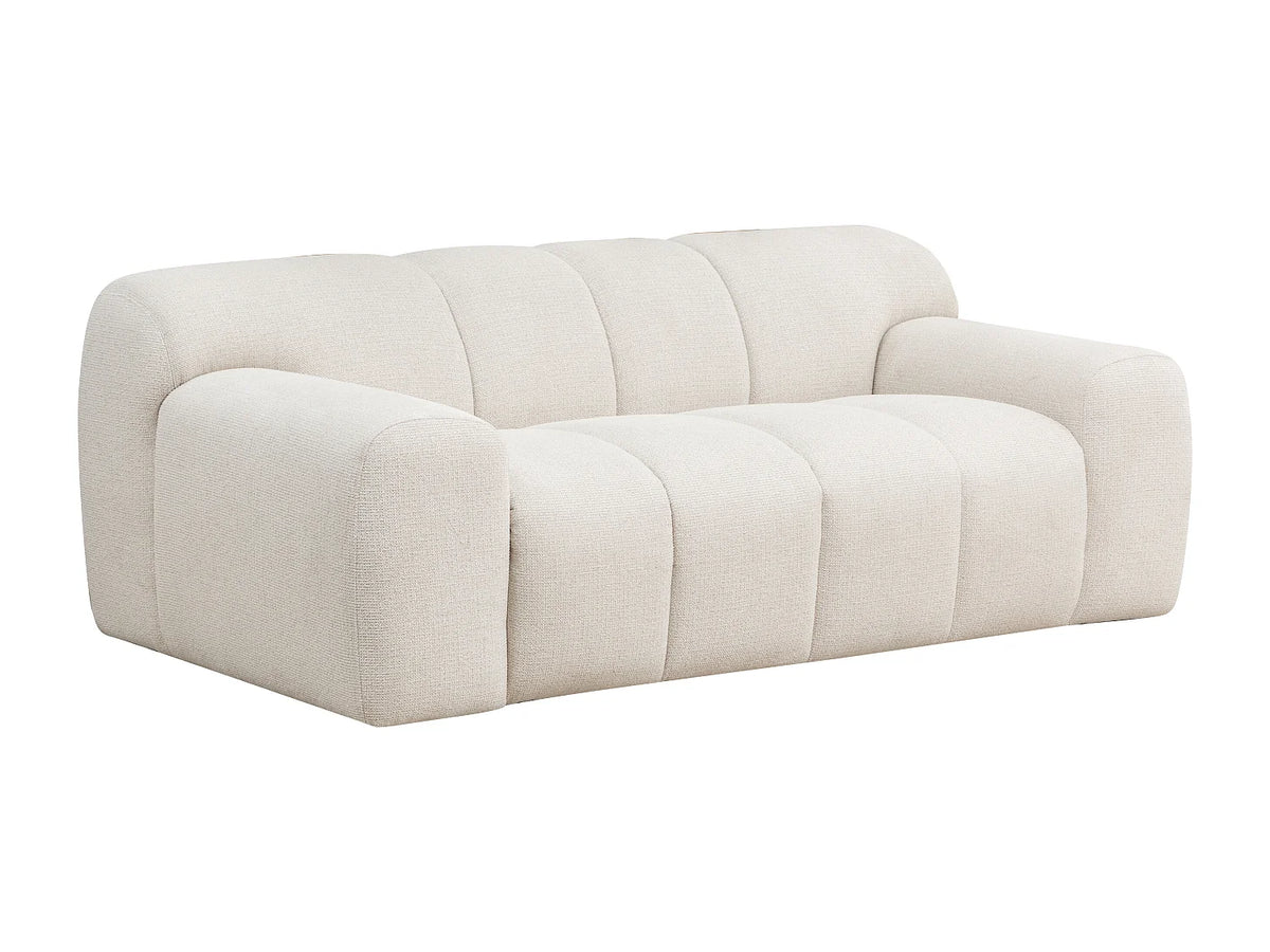 Canapé Japandi 3 places en tissu chenille beige 200 cm - Atuju