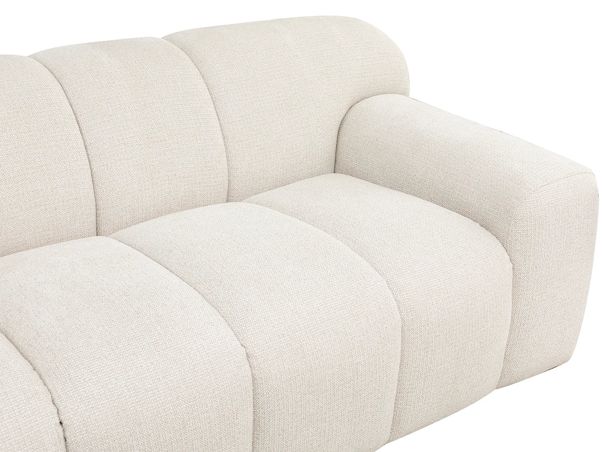 Canapé Japandi 3 places en tissu chenille beige 200 cm - Atuju