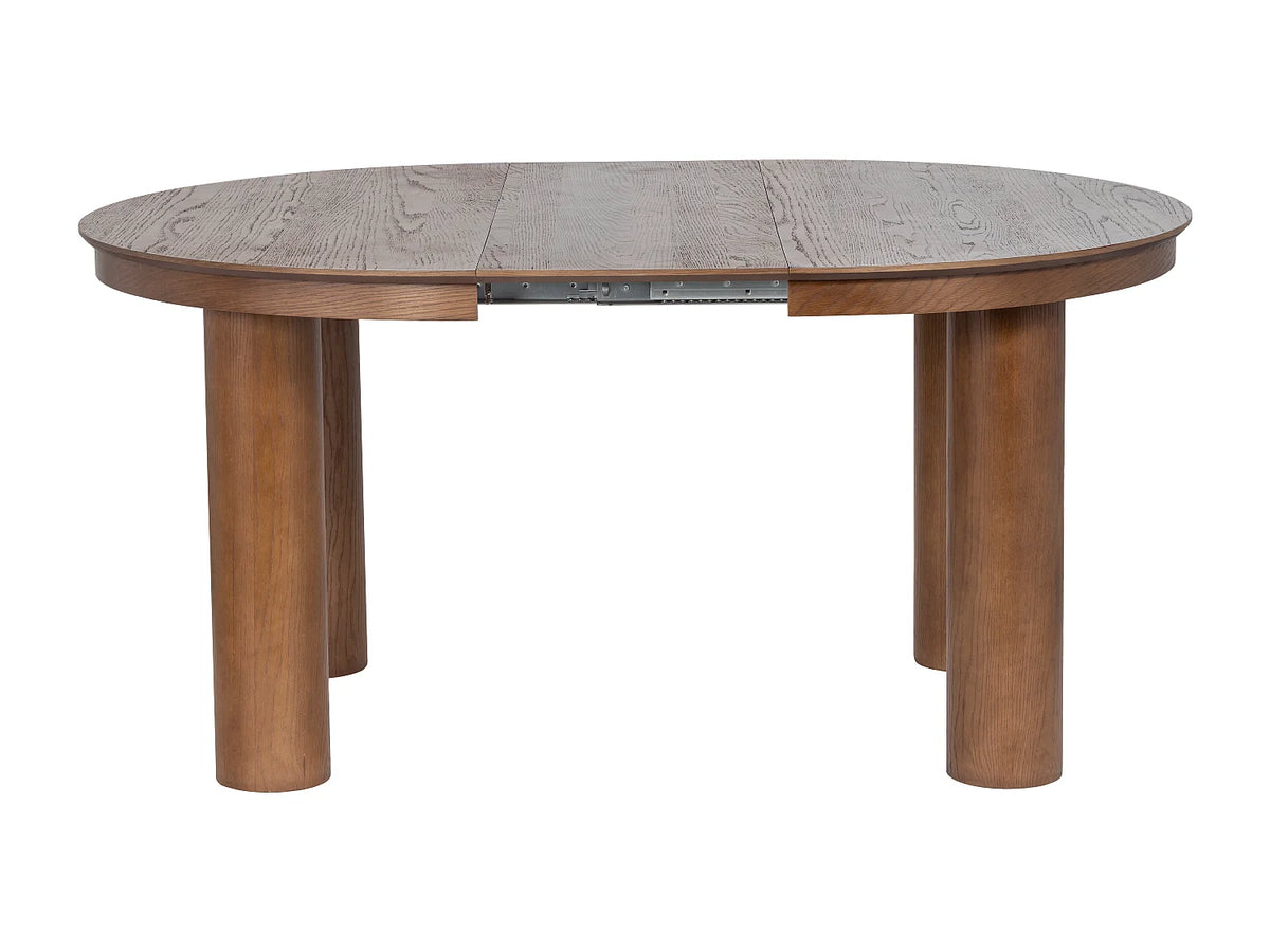 Table à manger ronde Japandi extensible 4 à 8 personnes placage chêne foncé Ø 120 cm - Elitaro