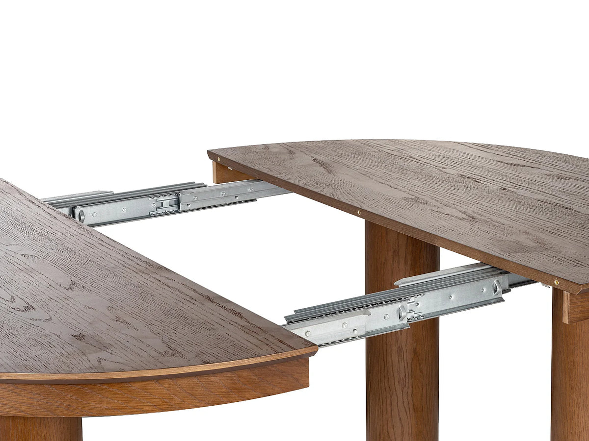 Table à manger ronde Japandi extensible 4 à 8 personnes placage chêne foncé Ø 120 cm - Elitaro