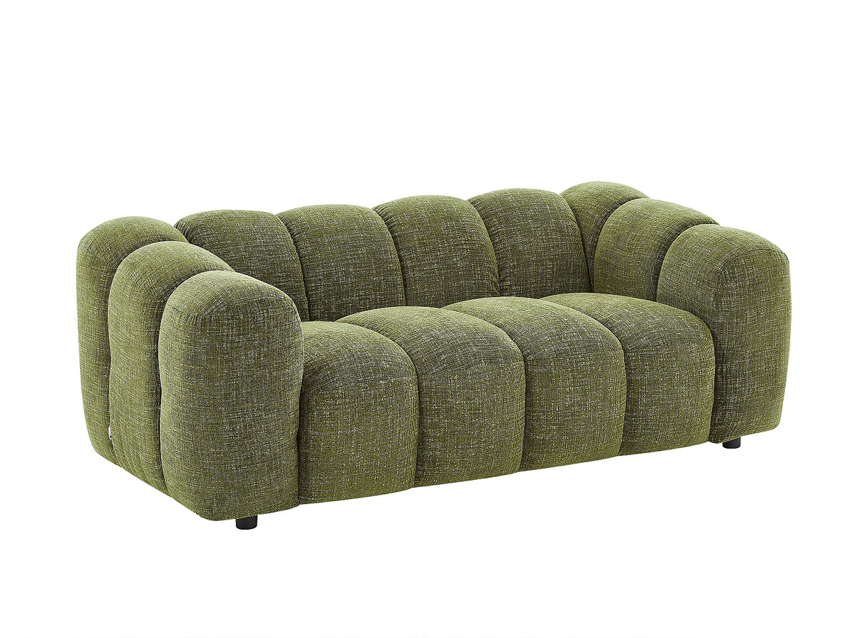 Canapé Japandi 2 places en tissu chenille vert 189 cm - Nelimar