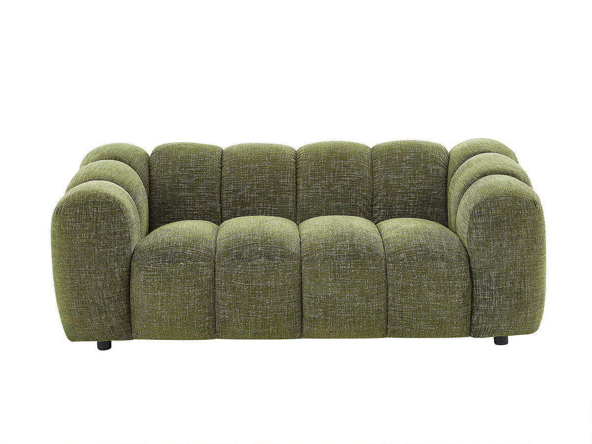 Canapé Japandi 2 places en tissu chenille vert 189 cm - Nelimar