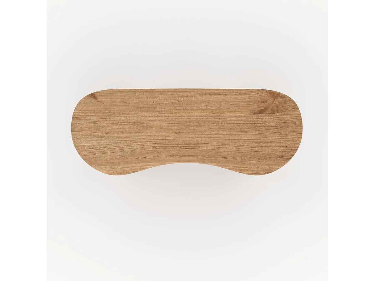 Console Japandi plateau organique en bois de mindi massif naturel 120 x 75,5 cm - Brandan