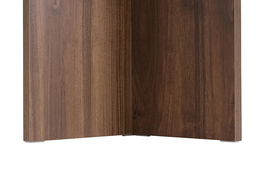 Table à manger ronde Japandi 4 personnes effet travertin beige et naturel foncé Ø 120 cm - Alveko