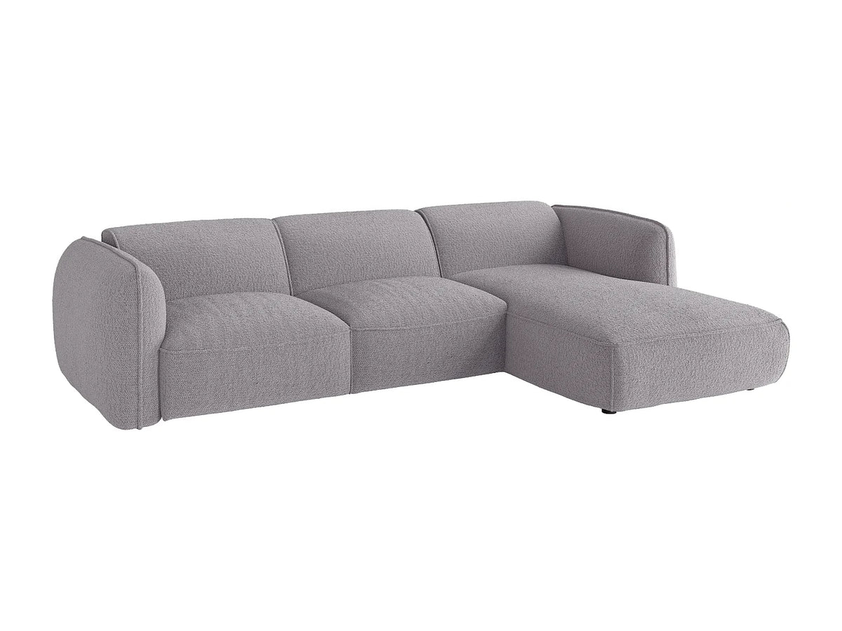 Canapé d'angle Japandi droit en tissu chenille gris clair 272 cm - Camilio