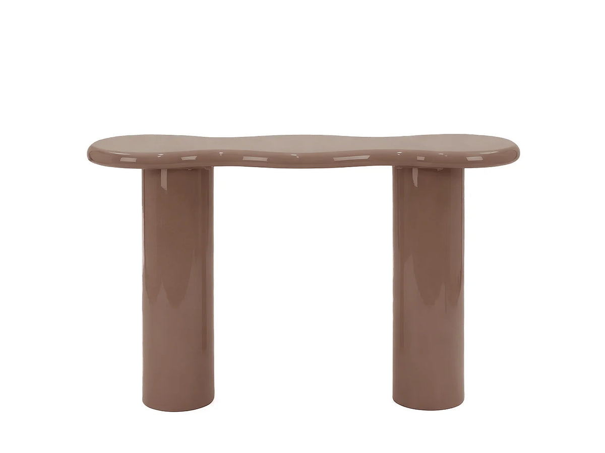 Console Japandi organique en MDF laqué marron 120 x 76 cm - Noboka