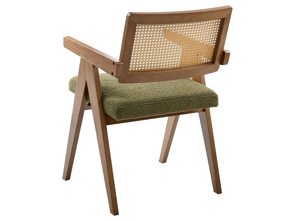 Lot de 2 chaises Japandi en bois marron foncé et tissu vert - Ava