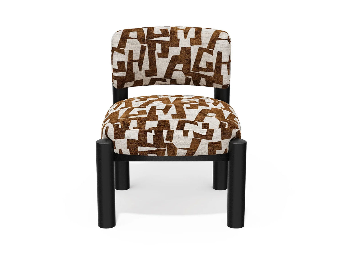 Fauteuil Japandi en tissu texturé à motif caramel - Ely