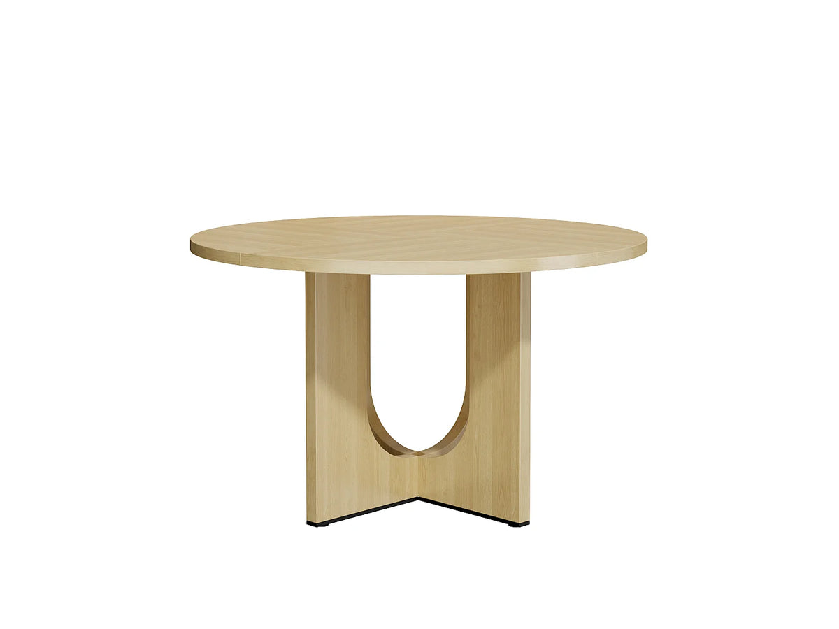 Table à manger ronde Japandi 4 à 6 personnes en MDF chêne Ø 120 cm