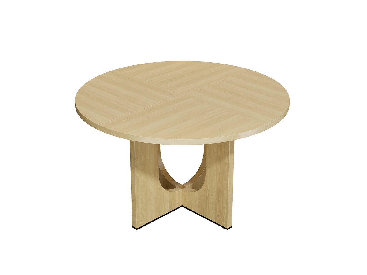 Table à manger ronde Japandi 4 à 6 personnes en MDF chêne Ø 120 cm