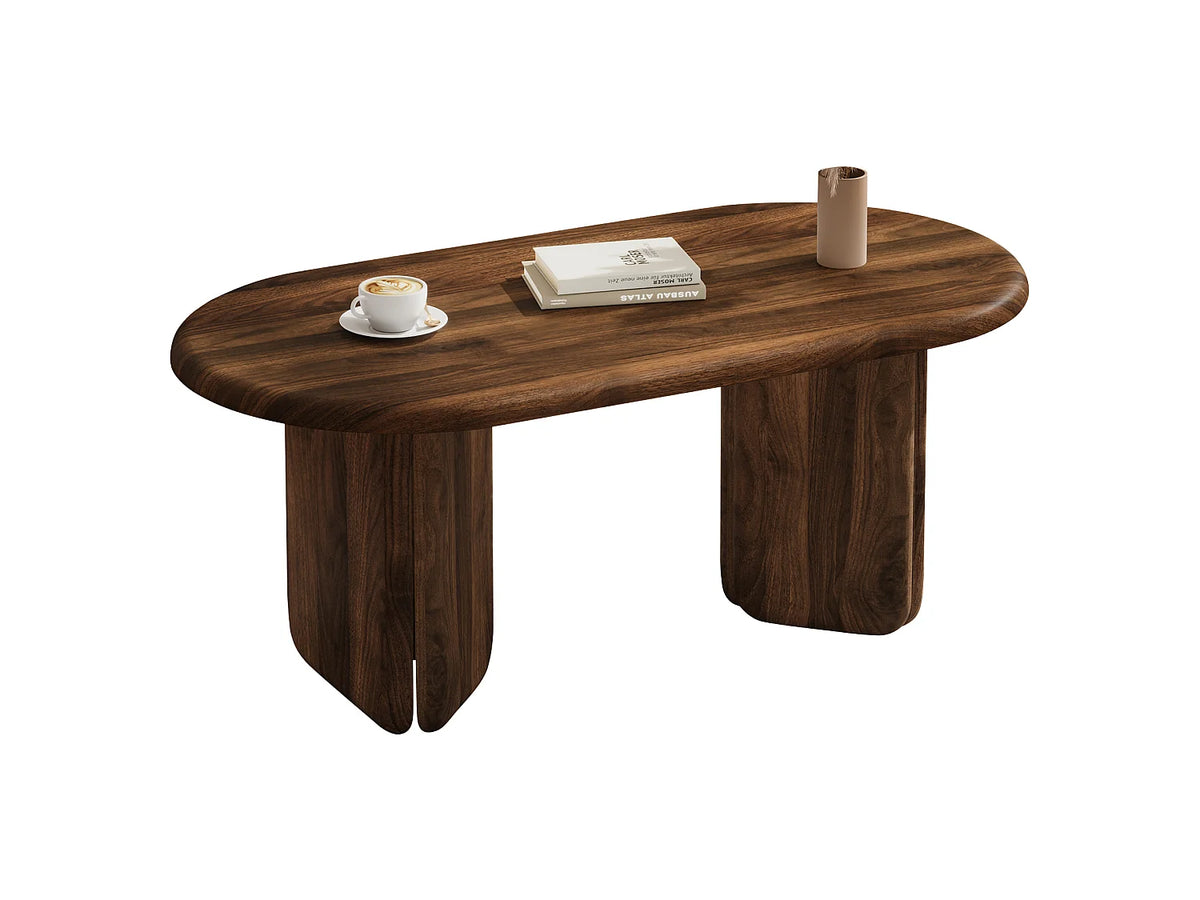 Table basse Japandi ovale en MDF marron 99 x 50 cm