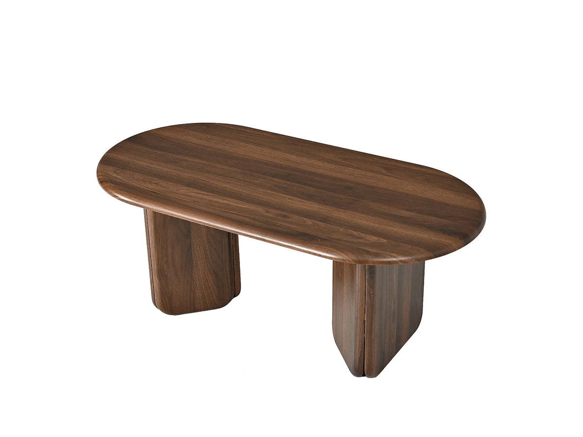 Table basse Japandi ovale en MDF marron 99 x 50 cm