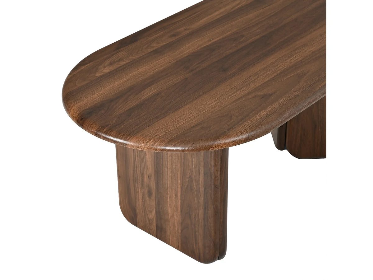Table basse Japandi ovale en MDF marron 99 x 50 cm