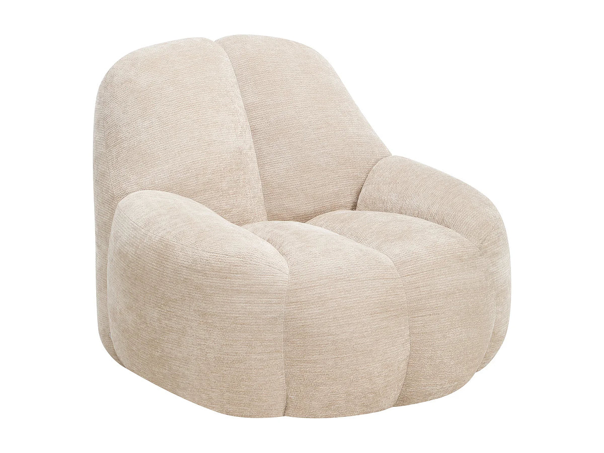 Fauteuil Japandi compressé en tissu texturé beige - Toriavi