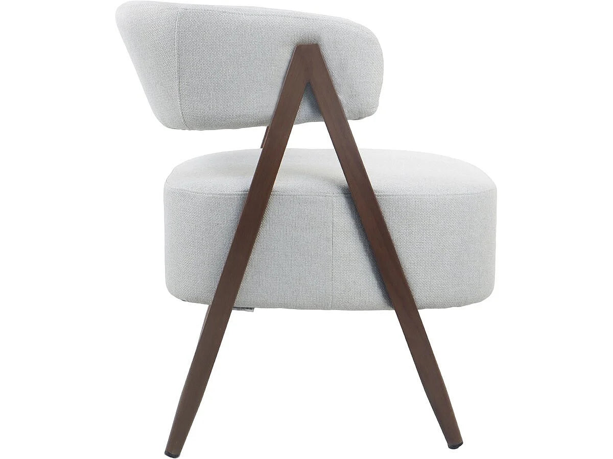 Fauteuil Japandi en tissu gris clair et structure effet bois - Astra