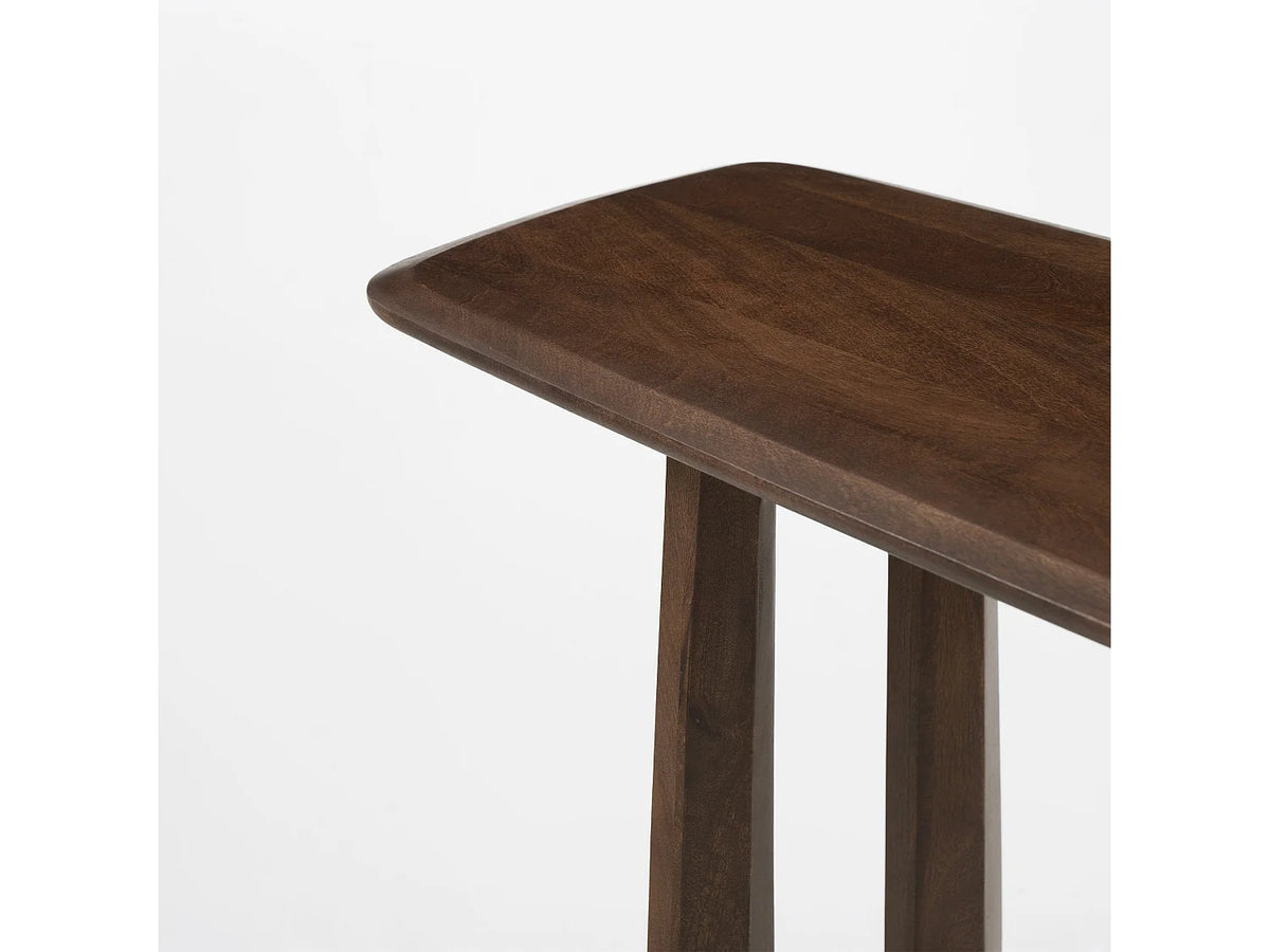 Console Japandi pieds arches en bois de manguier massif marron foncé 150 x 80 cm - Maya