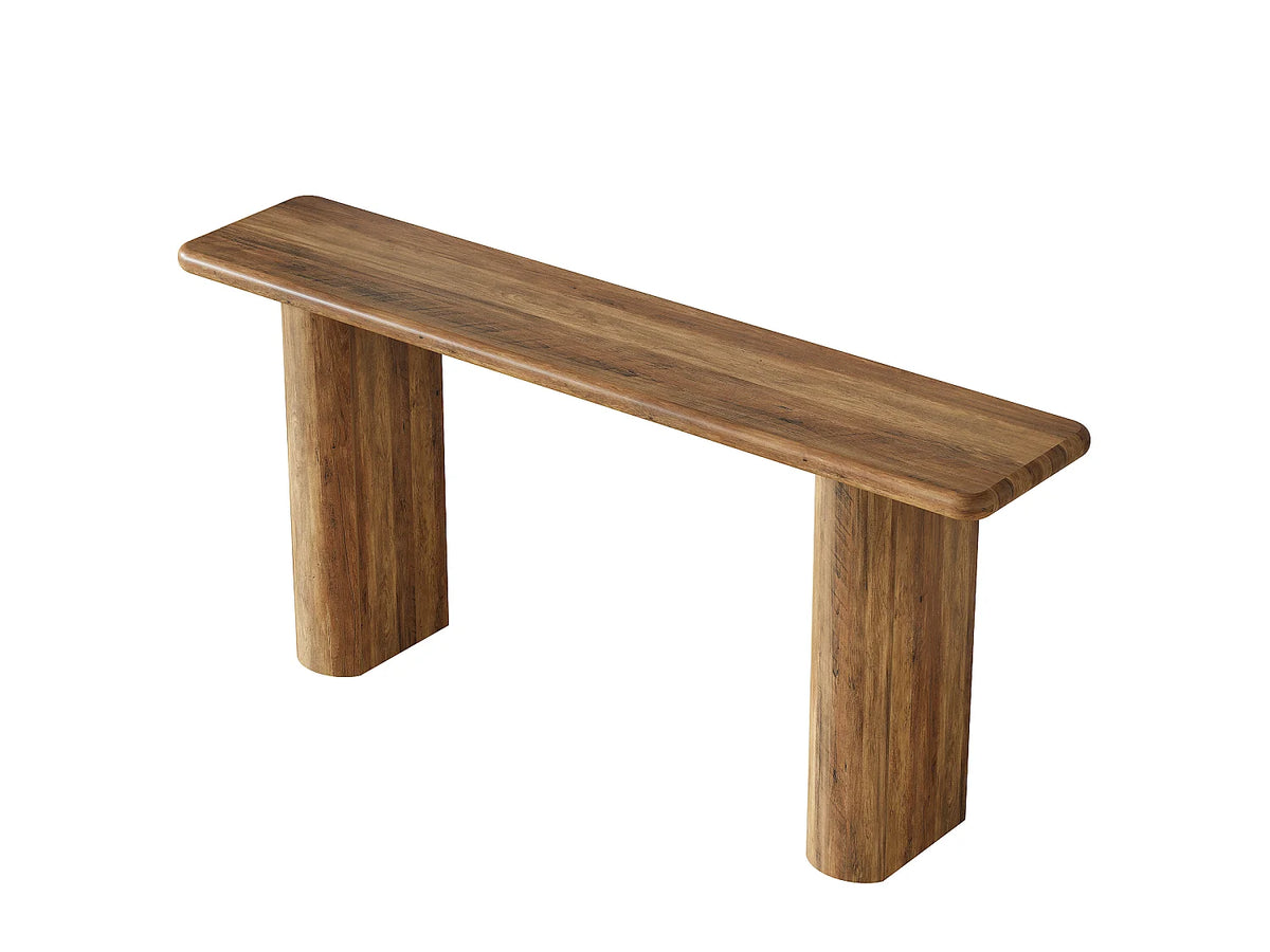 Console Japandi étroite piètement en U en MDF effet bois marron 160 x 80 cm