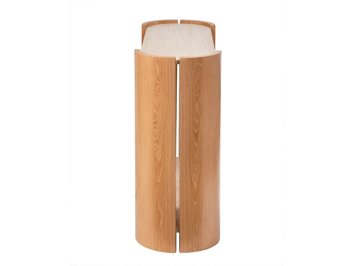 Console Japandi 2 niveaux décor travertin et bois 100 x 80 cm - Izia