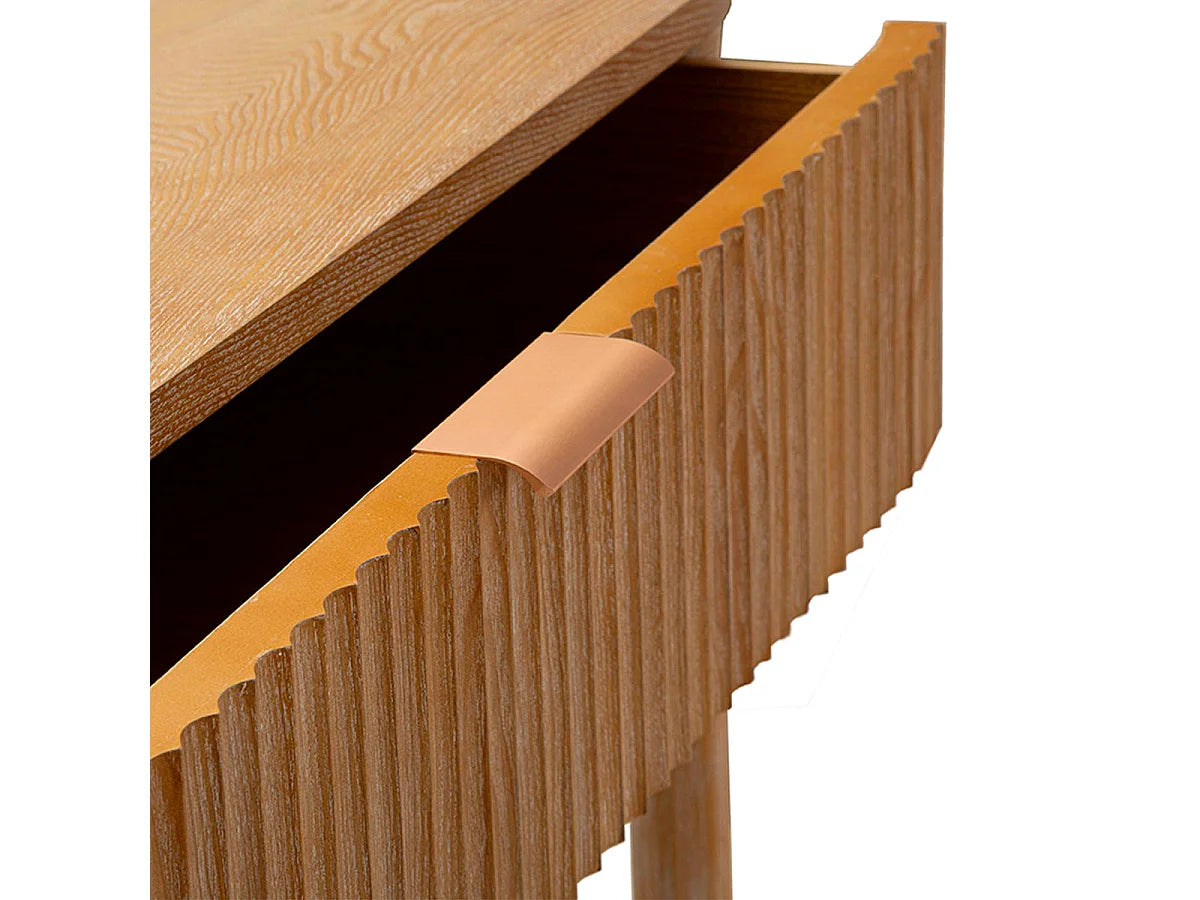 Console Japandi 1 tiroir et 1 étagère en bois de sapin naturel 110 x 80 cm - Ernesto