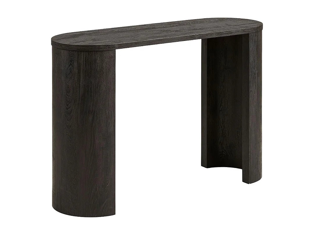 Console Japandi aux extrémités arrondies en bois brun foncé 114 x 75 cm - Jorun