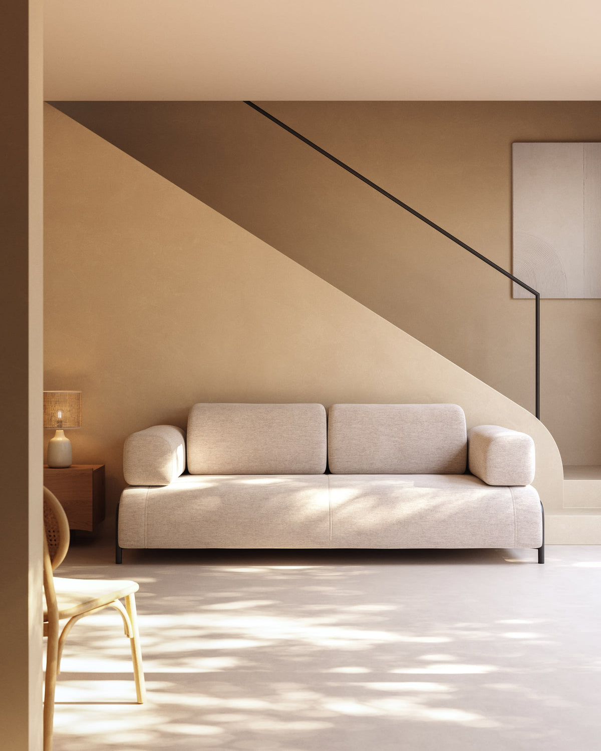 Canapé Japandi 3 places beige grisâtre 232 cm - Compo