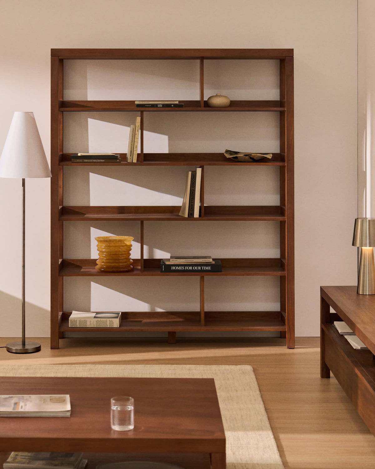 Étagère Japandi en bois et placage d'acacia 150 x 185 cm - Norani
