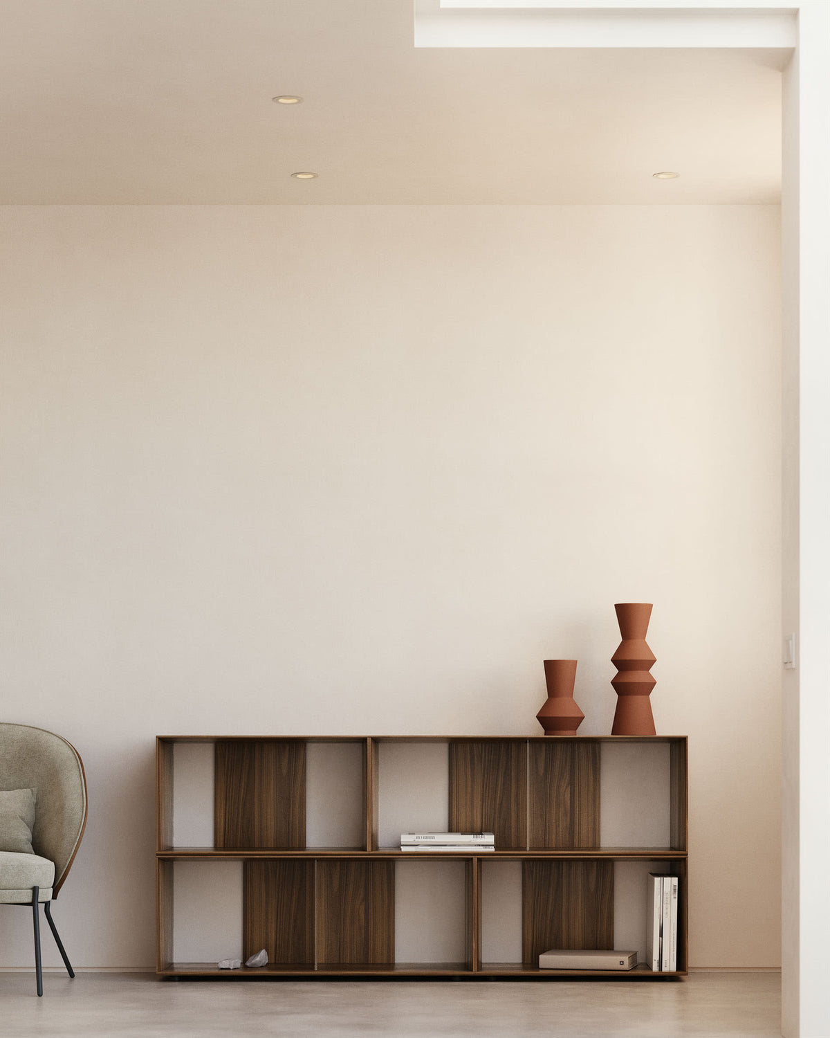 Lot Japandi de 4 étagères modulables en placage de noyer 168 x 76 cm - Litto
