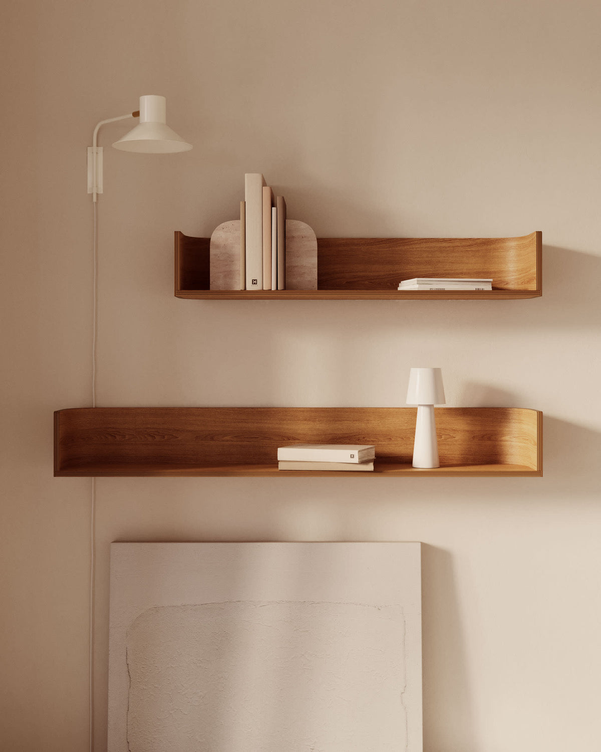 Étagère murale Japandi en contreplaqué de frêne 120 x 20 cm - Octavia