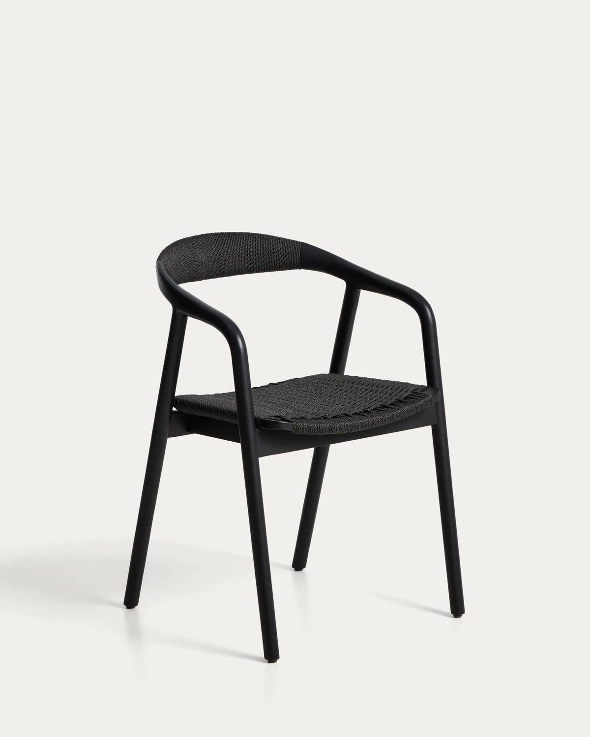 Chaise Japandi en bois de chêne avec finition noire et corde en papier noire - Derile