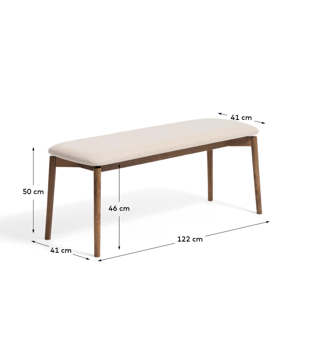 Banc Japandi en placage de chêne ton noyer et chenille marron 122 cm - Evera