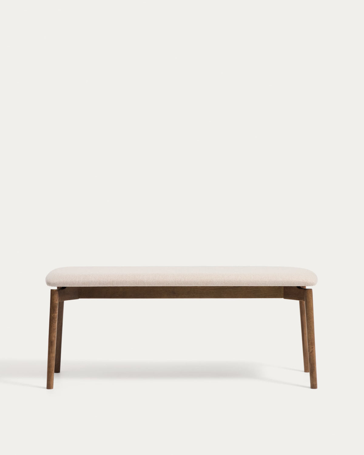 Banc Japandi en placage de chêne ton noyer et chenille marron 122 cm - Evera