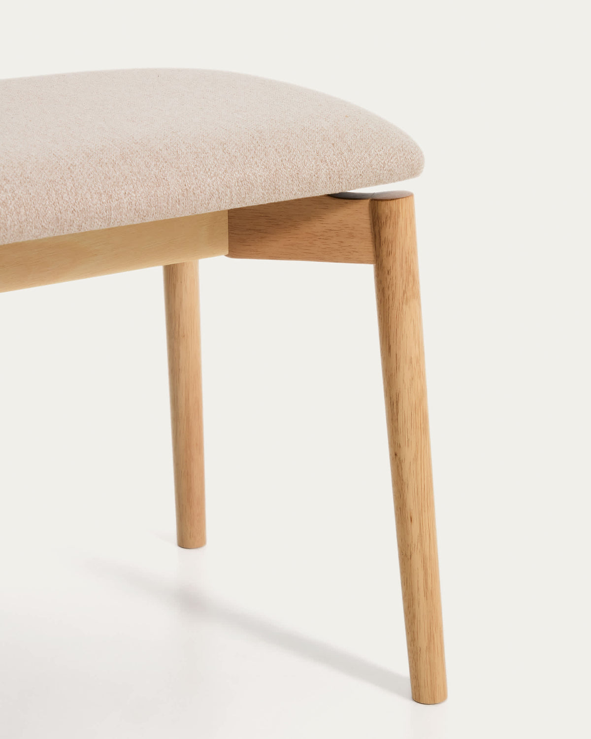 Banc Japandi en placage de chêne ton naturel et chenille beige 122 cm - Evera