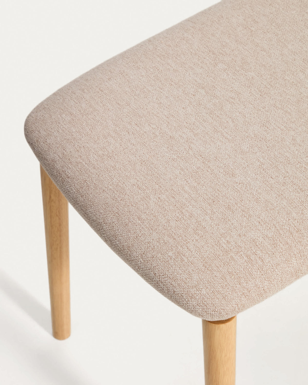 Banc Japandi en placage de chêne ton naturel et chenille beige 122 cm - Evera