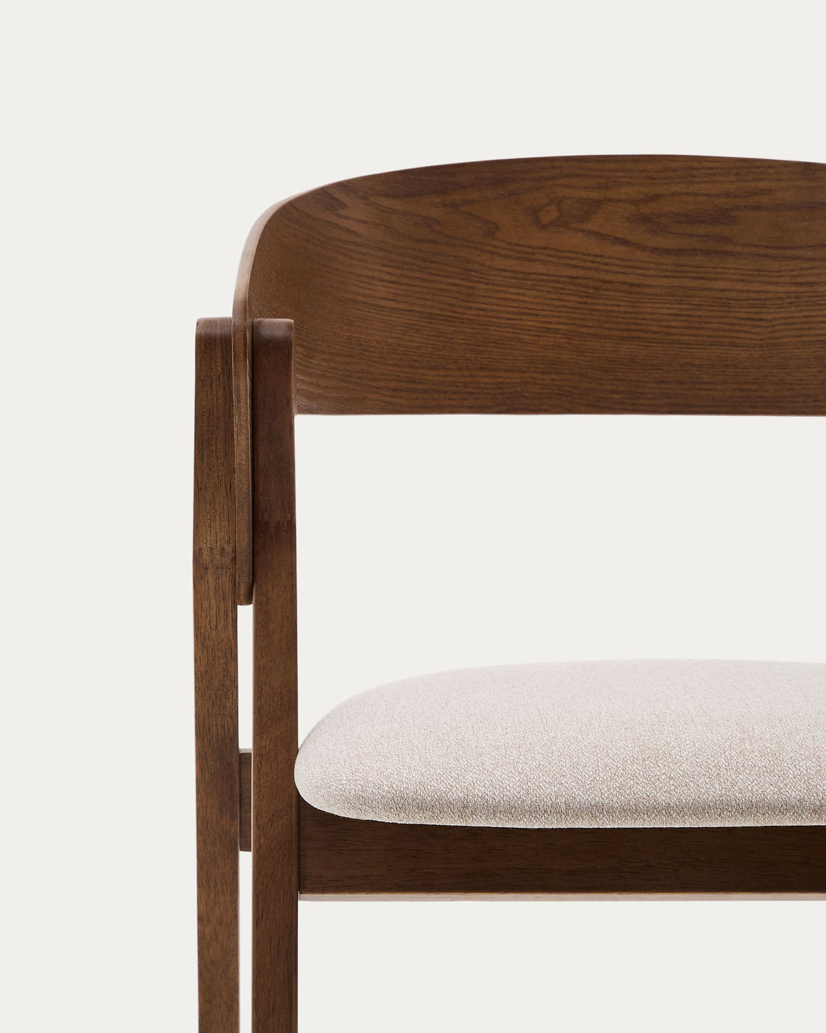 Chaise Japandi en placage de frêne finition wengé et tissu chenille beige - Godia