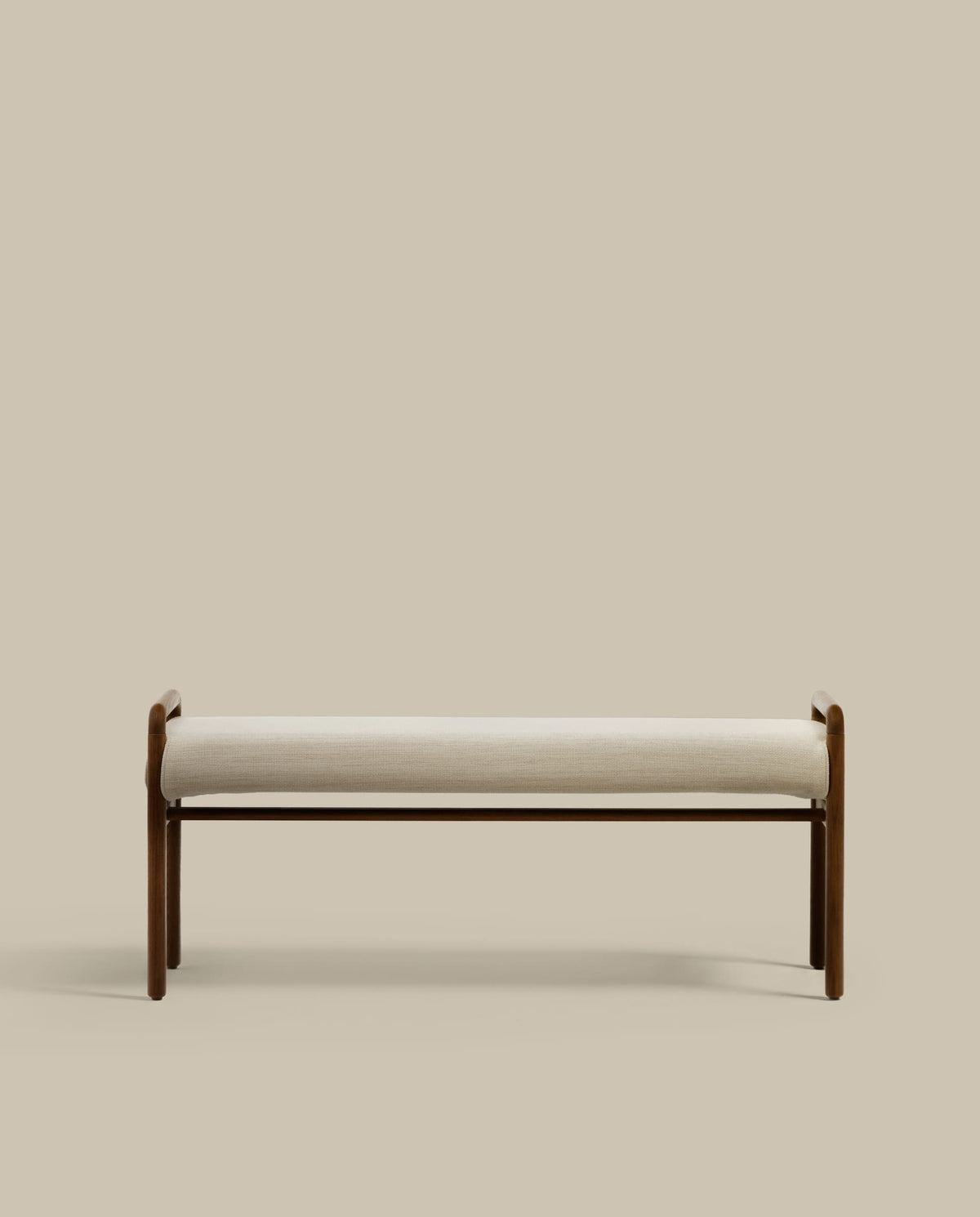 Banc Japandi déhoussable en bois de chêne finition noyer 120 cm - Macaret